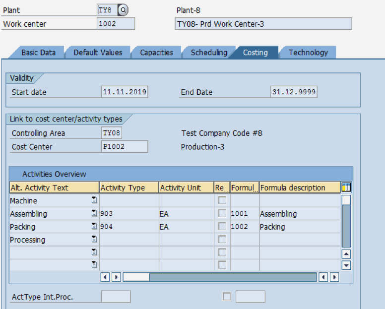 costing sheet assignment table in sap