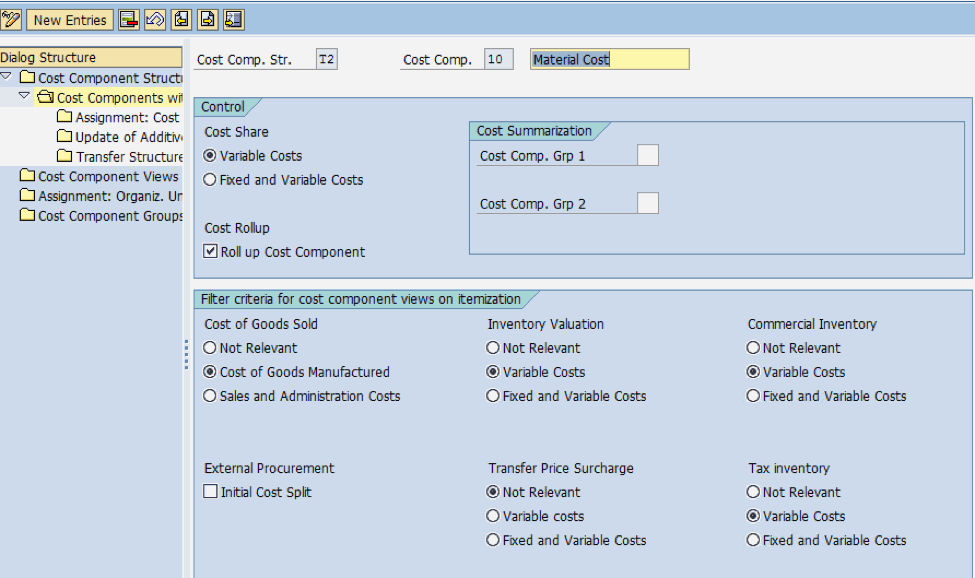cost account assignment in sap